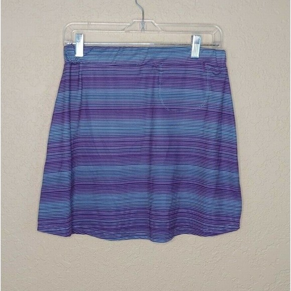 Tehama Athletic Tennis Skirt Medium Purple Striped Zip Pockets Tie Waist Stretch - Picture 2 of 6